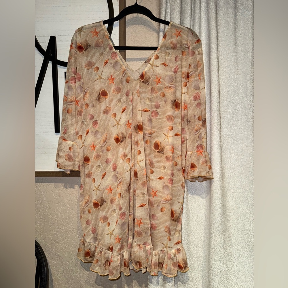 Caprese made in Italy beach Sheer Dress with Ruffle Hem cover